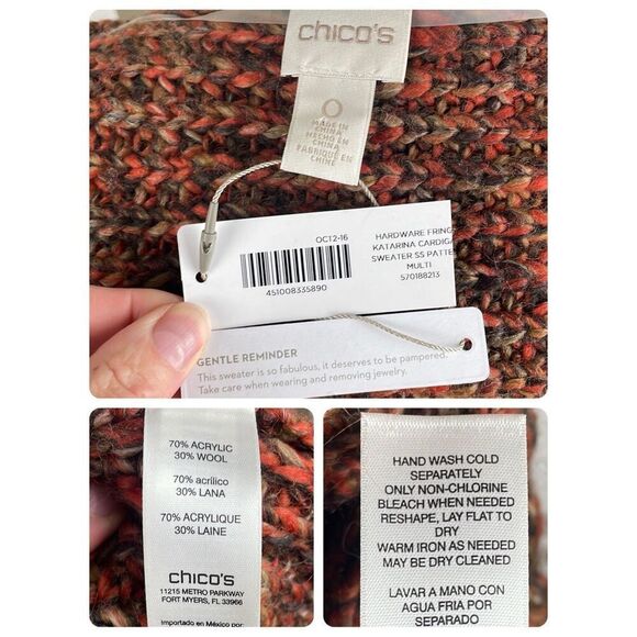 NWT Chico’s Katarina Hardware Fringe Short Sleeve Cardigan Sweater - Picture 8 of 13